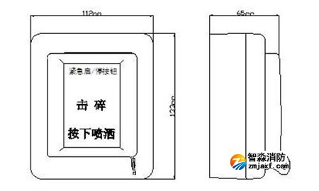 GST-LD-8318緊急啟停按鈕的外形示意圖