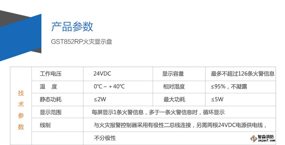 GST852RP火災(zāi)顯示盤參數(shù)